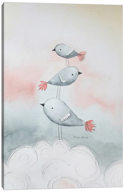 Birds In The Clouds Canvas Art Print - Femke Muntz