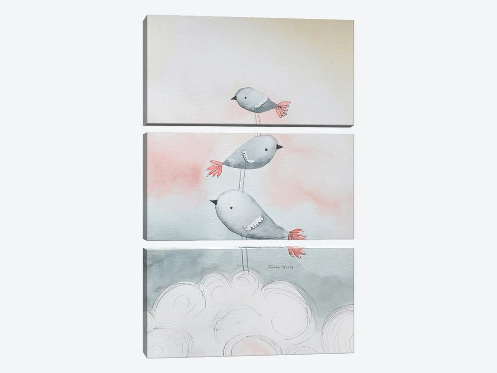 Birds In The Clouds by Femke Muntz 3-piece Canvas Art Print