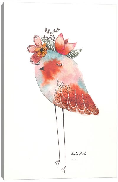 Birdie Canvas Art Print - Femke Muntz