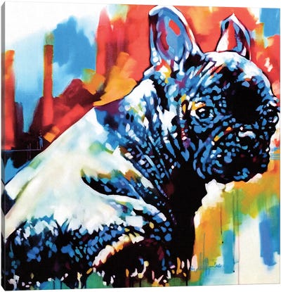 Just Poop Canvas Art Print - French Bulldog Art