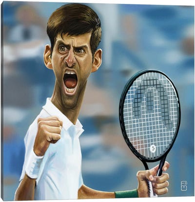 Novak Djokovic Canvas Art Print - Caricature Art