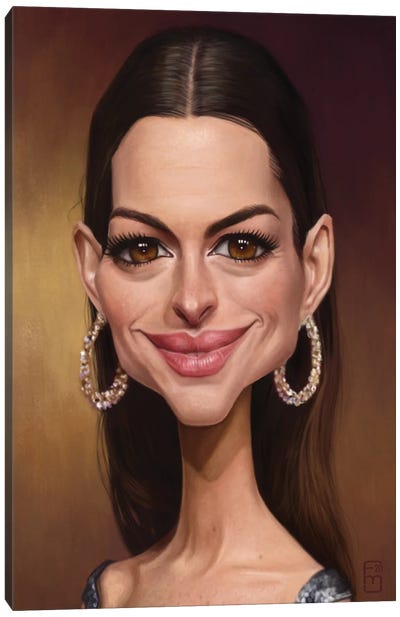 Anne Hathaway Canvas Art Print - Fernando Méndez