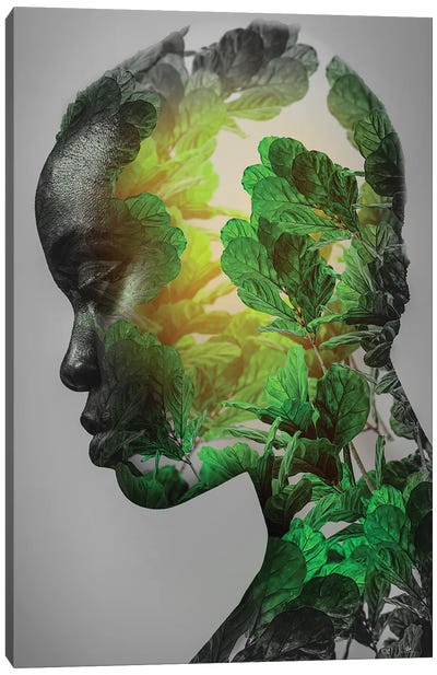 Green Woman Canvas Art Print - fndesignart