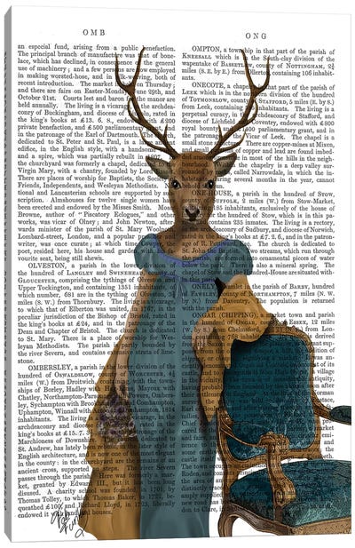 Deer In Blue Dress, Print BG Canvas Art Print - Costume Art