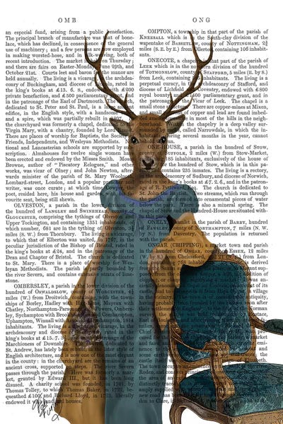 Deer: Deer In Blue Dress, Print BG by Fab Funky