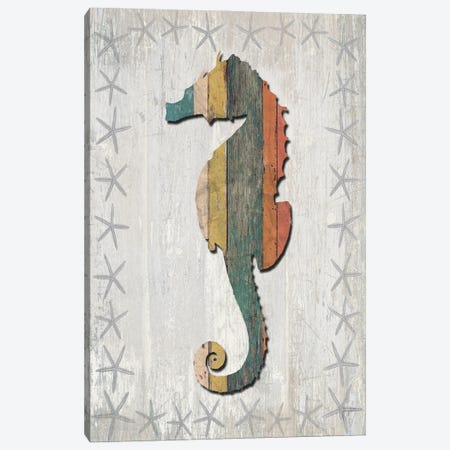 Distressed Wood Style: Seahorse Canvas Print #FNK1022} by Fab Funky Canvas Art Print
