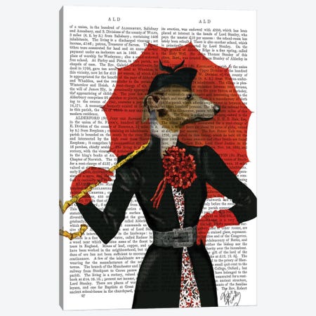 Elegant Greyhound & Red Umbrella, Print BG Canvas Print #FNK1033} by Fab Funky Canvas Artwork
