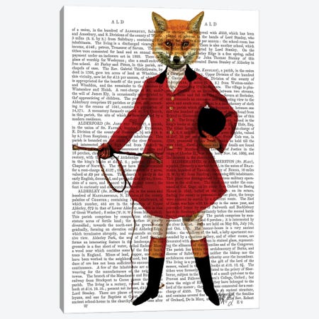 Fox Hunter II Canvas Print #FNK1057} by Fab Funky Canvas Print