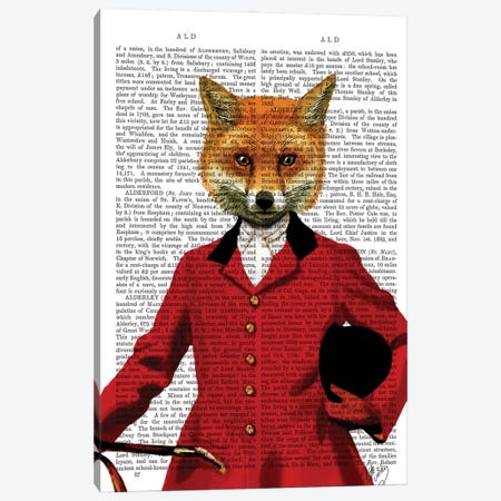 Fox Hunter Portrait, Print BG Canvas Print #FNK1059} by Fab Funky Canvas Art