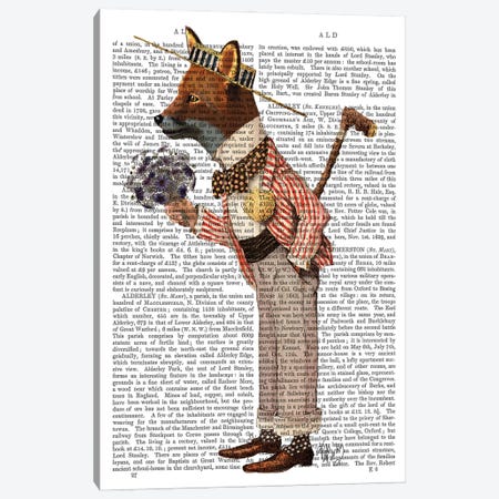 Fox In Boater Canvas Print #FNK1060} by Fab Funky Canvas Art Print