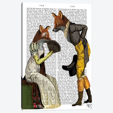 Foxes Courting Canvas Print #FNK1064} by Fab Funky Canvas Artwork