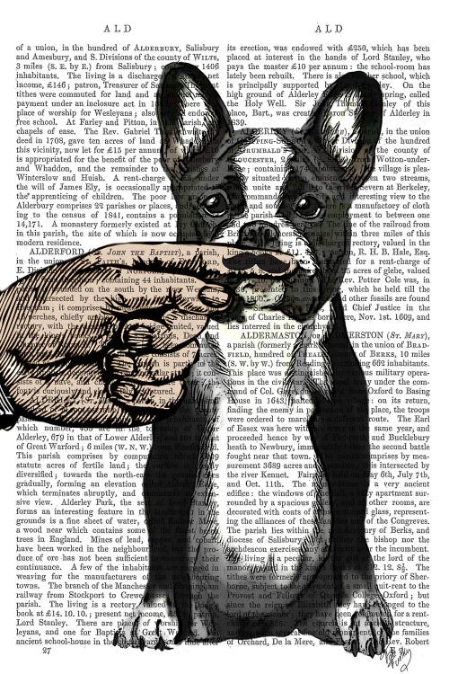 French Bulldog & Finger Moustache Art Print by Fab Funky | iCanvas