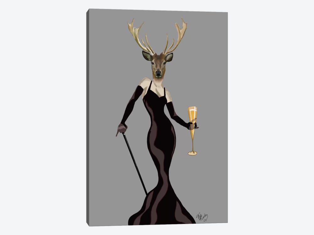 Glamour Deer In Black by Fab Funky 1-piece Art Print