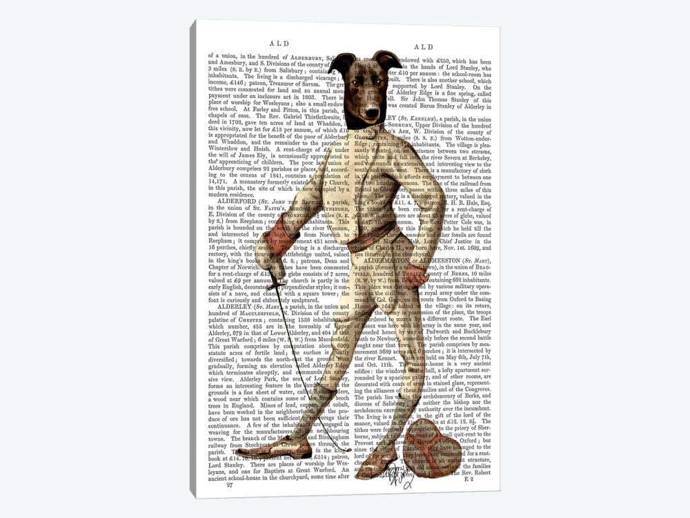Greyhound Fencer In Cream, Print BG by Fab Funky 1-piece Canvas Print