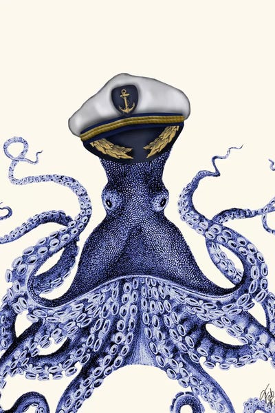 Kids Ocean Life Art: Captain Octopus by Fab Funky