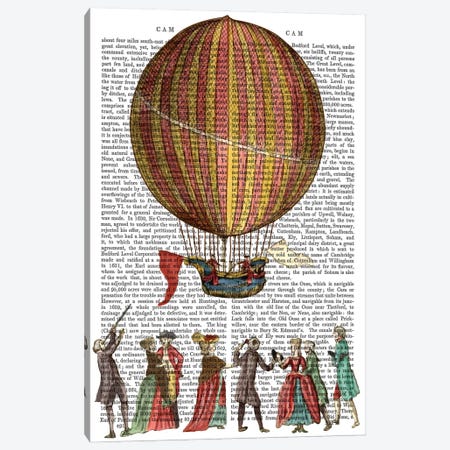 Hot Air Balloon & People Canvas Print #FNK1106} by Fab Funky Canvas Art Print