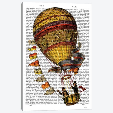 Hot Air Balloon, Gold With Flags Canvas Print #FNK1111} by Fab Funky Canvas Art Print