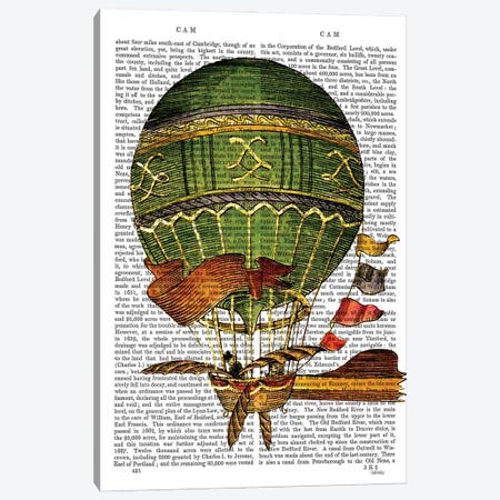 Hot Air Balloon, Green Canvas Print #FNK1112} by Fab Funky Art Print
