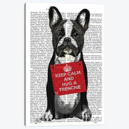 Hug A Frenchie Canvas Print #FNK1113} by Fab Funky Canvas Art Print