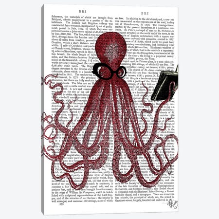Intelligent Octopus Canvas Print #FNK1121} by Fab Funky Canvas Art