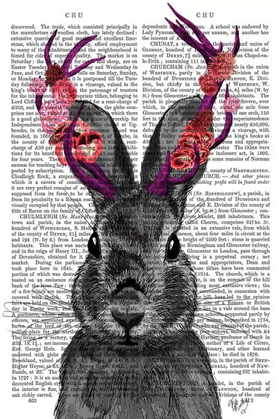 Jackalope With Pink Antlers, Print BG by Fab Funky framed wall art