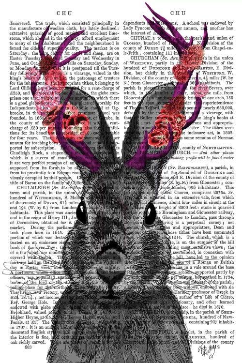 Jackalope With Pink Antlers, Print BG