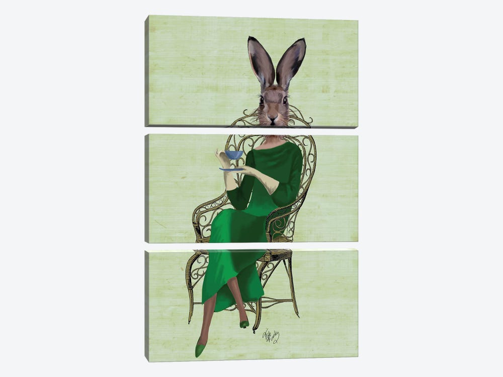 Lady Bella Rabbit Taking Tea by Fab Funky 3-piece Art Print