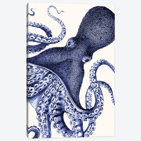 Landscape Blue Octopus Canvas Print #FNK1136} by Fab Funky Canvas Wall Art