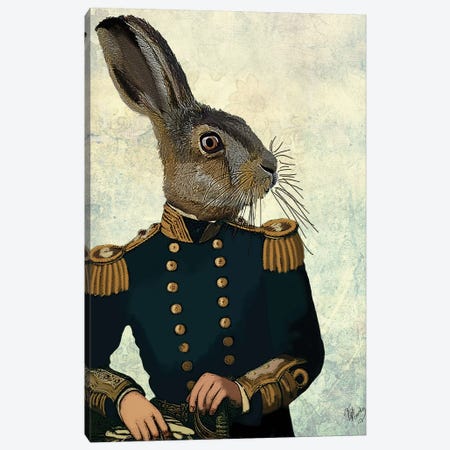 Lieutenant Hare Canvas Print #FNK1140} by Fab Funky Canvas Wall Art