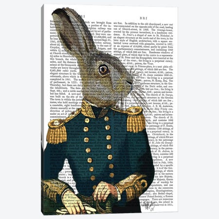Lieutenant Hare, Print BG Canvas Print #FNK1141} by Fab Funky Canvas Art
