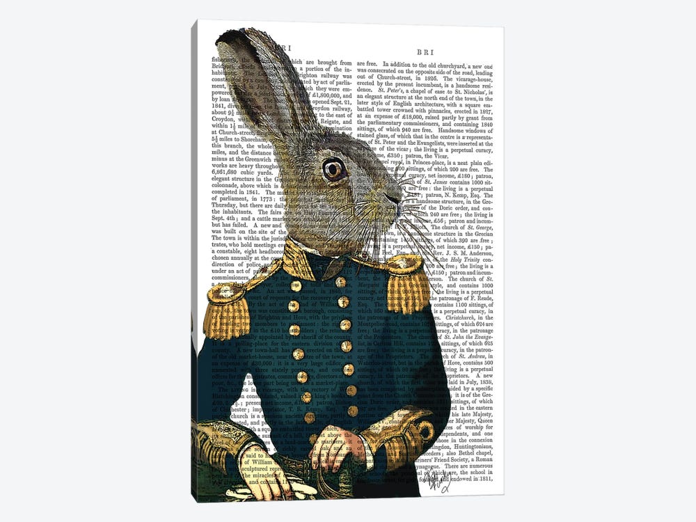 Lieutenant Hare, Print BG 1-piece Canvas Print