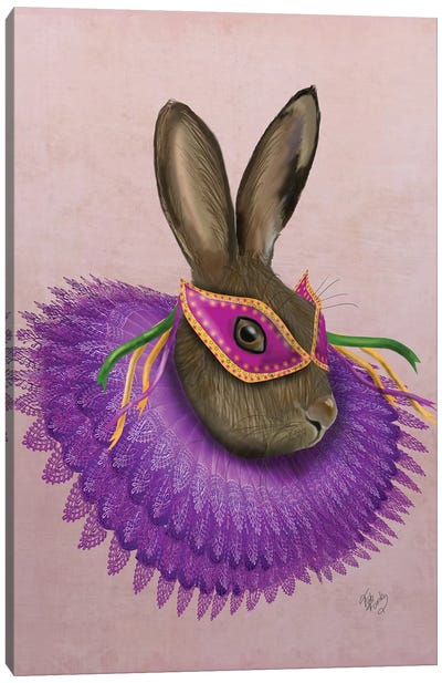 Mardi Gras Hare Canvas Art Print - Fab Funky