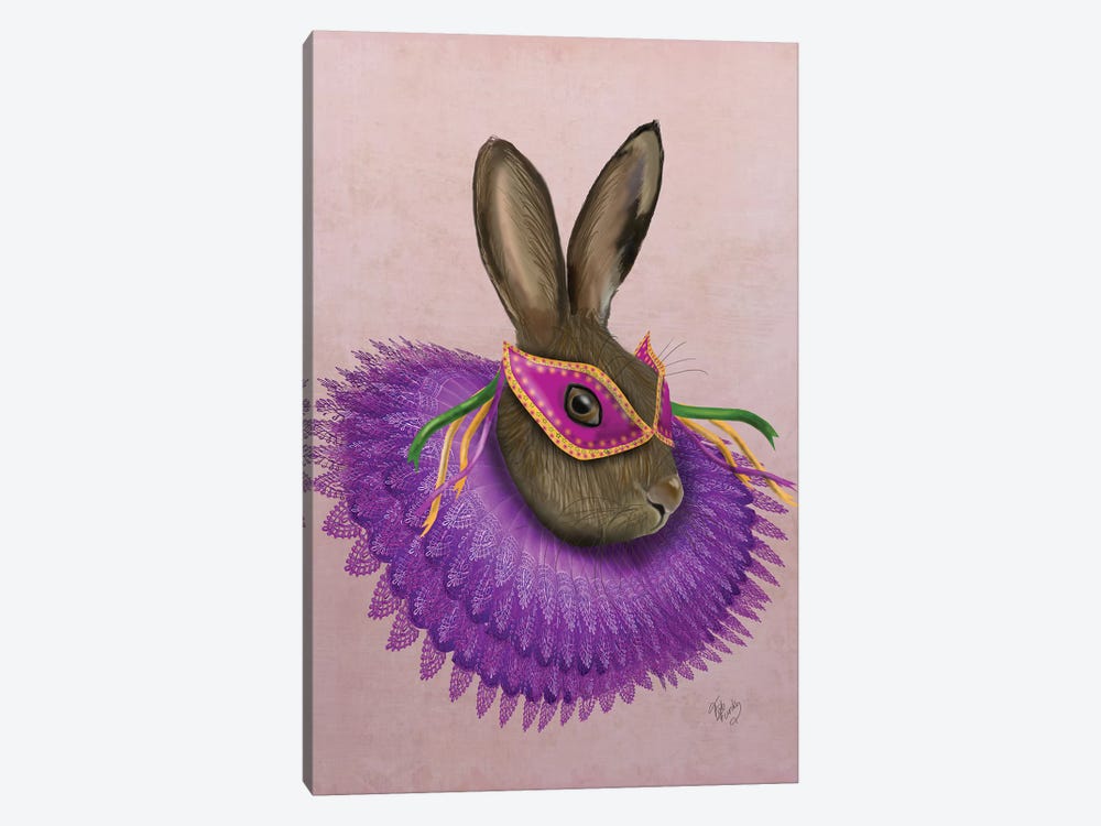 Mardi Gras Hare by Fab Funky 1-piece Art Print