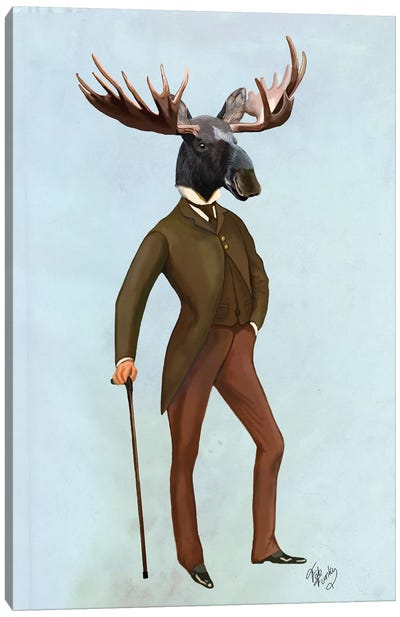 Moose In Suit Canvas Art Print - Costume Art