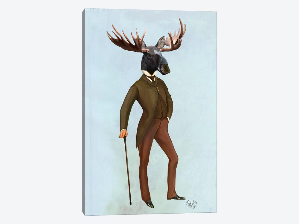 Moose In Suit by Fab Funky 1-piece Canvas Print