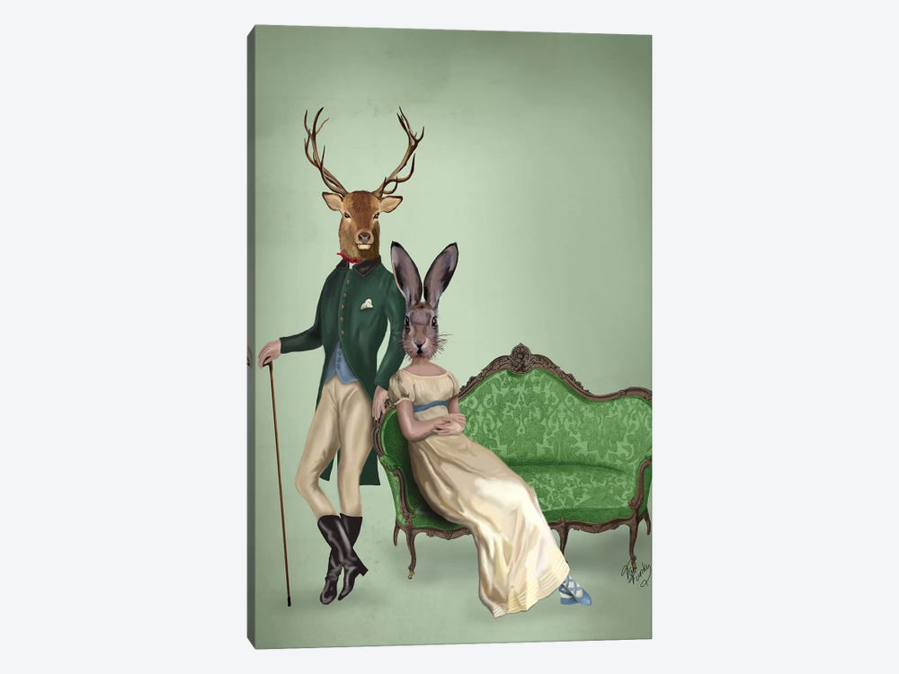 Mr. Deer & Mrs. Rabbit by Fab Funky 1-piece Canvas Print