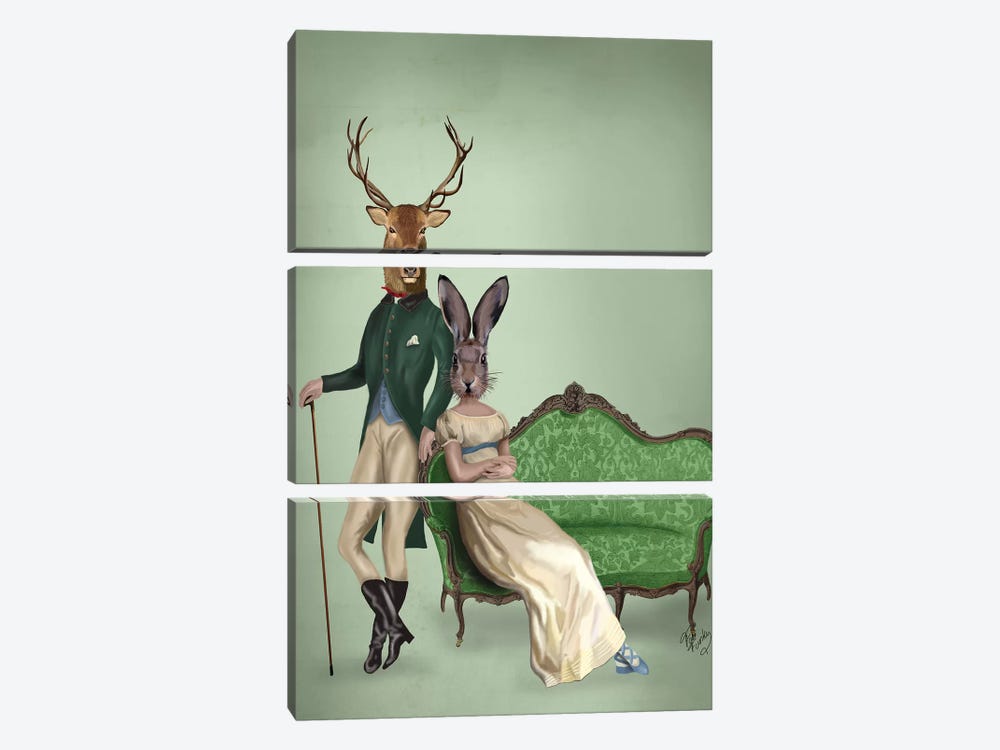 Mr. Deer & Mrs. Rabbit by Fab Funky 3-piece Canvas Art Print