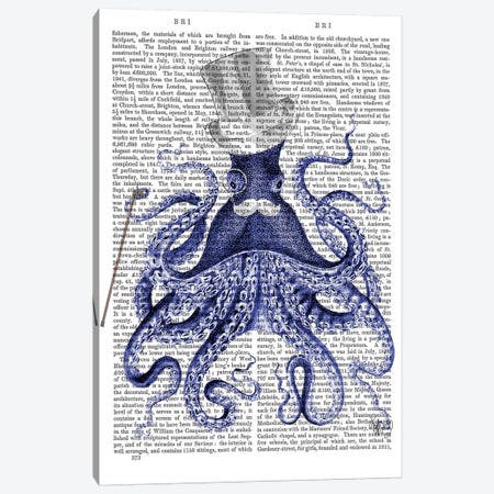 Octopus About Town, Print BG Canvas Print #FNK1184} by Fab Funky Canvas Art Print