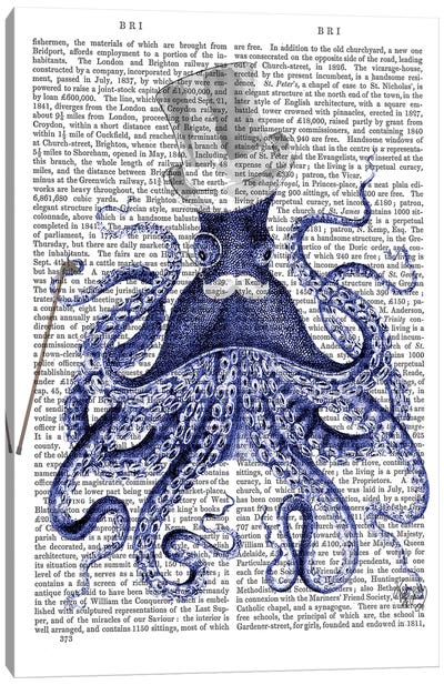 Octopus About Town, Print BG Canvas Art Print - Octopus Art