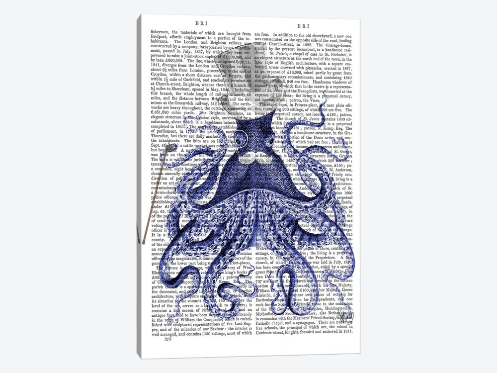 Octopus About Town, Print BG by Fab Funky 1-piece Canvas Wall Art