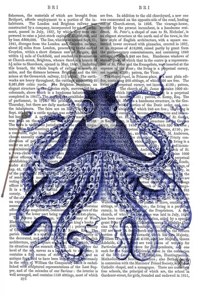 Kids Nautical Art: Octopus About Town, Print BG by Fab Funky