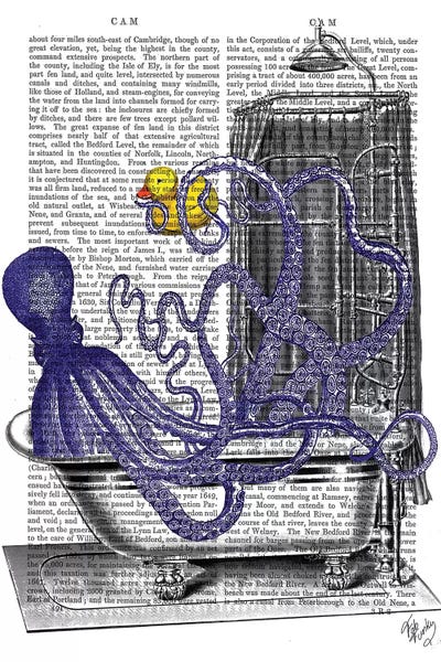 Kids Ocean Life Art: Octopus In Bath by Fab Funky