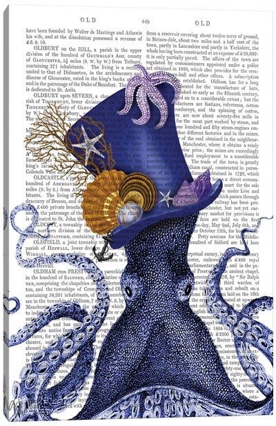 Octopus Nautical Hat Canvas Art Print - Fab Funky