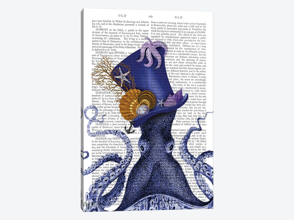 Octopus Nautical Hat by Fab Funky 1-piece Art Print