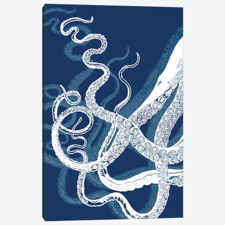 Octopus Tentacles, Blue & White Canvas Print #FNK1192} by Fab Funky Art Print