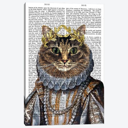 Cat Queen Canvas Print #FNK11} by Fab Funky Canvas Artwork