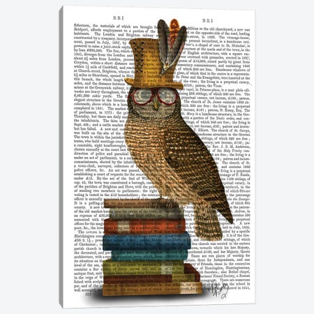 Owl On Books Canvas Print #FNK1202} by Fab Funky Canvas Art Print