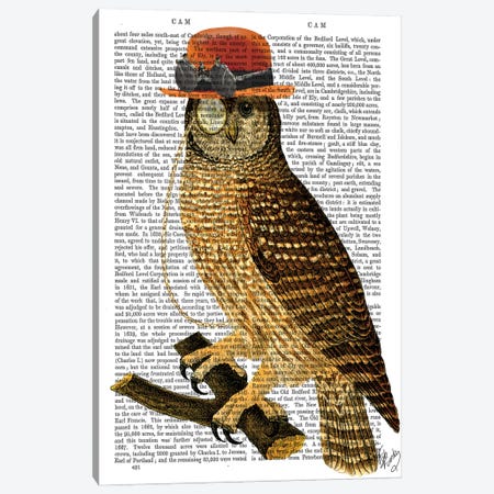 Owl With Steampunk Style Bowler Hat Canvas Print #FNK1204} by Fab Funky Canvas Art