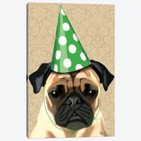 Party Pug Canvas Print #FNK1206} by Fab Funky Canvas Wall Art