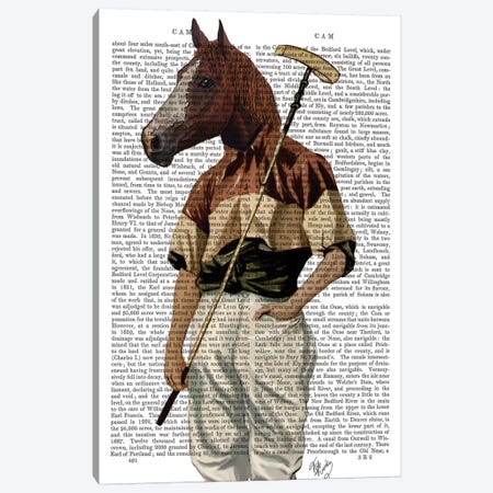Polo Horse, Print BG Canvas Print #FNK1224} by Fab Funky Canvas Art